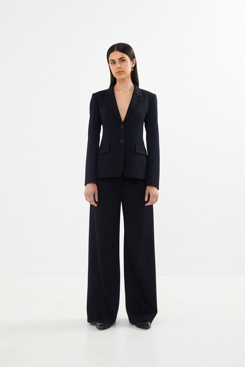 Zoe - Tailored wide leg pants I Black navy combo