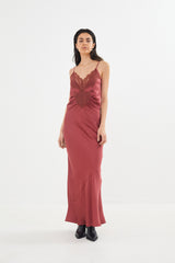 Antonella - Solid lacey string dress I Burgundy