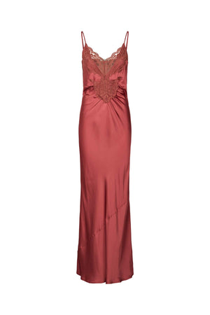 Antonella - Solid lacey string dress I Burgundy