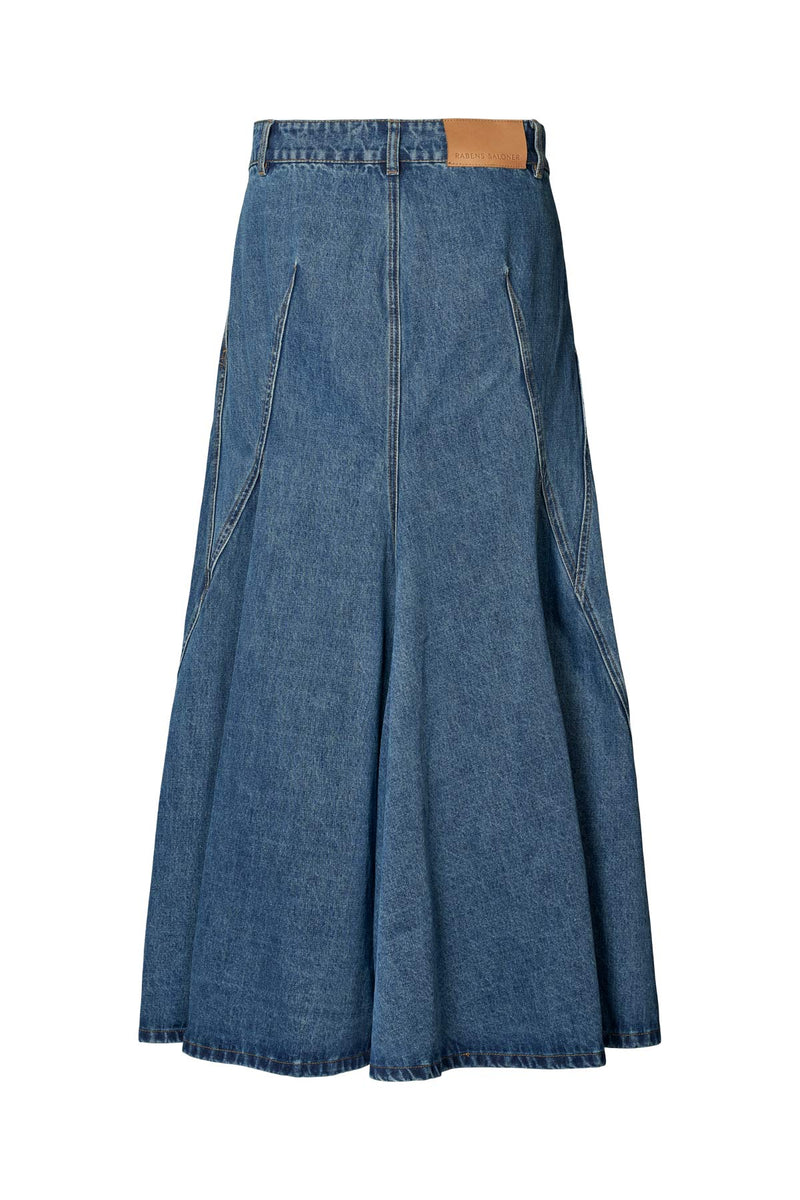 Henrike - Denim panelled skirt I Washed indigo