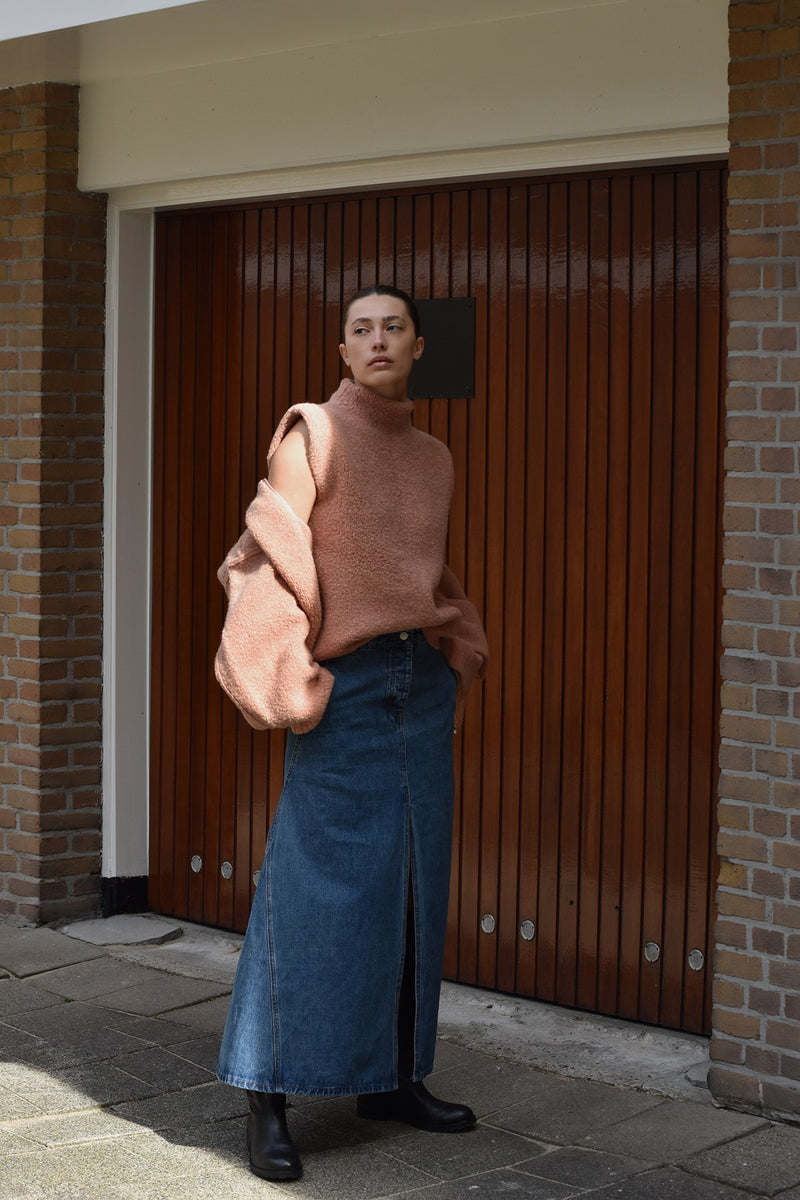 Henrike - Denim panelled skirt I Washed indigo