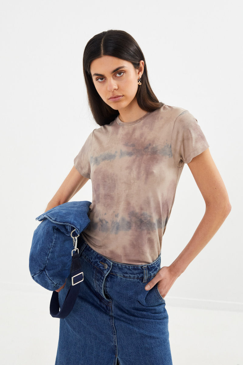 Henrike - Denim panelled skirt I Washed indigo