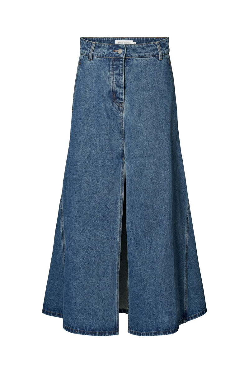 Henrike - Denim panelled skirt I Washed indigo