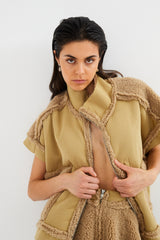 Tamys - Faux shearling tunic vest I Amber