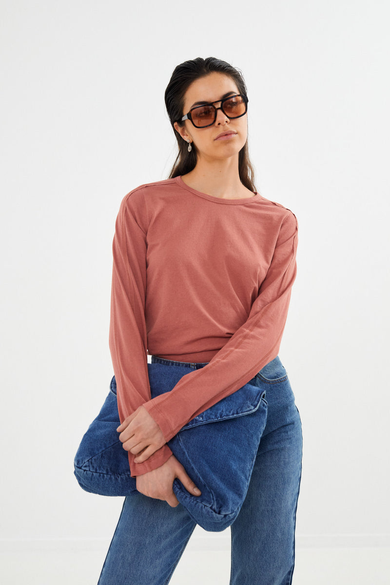 Jacka - Vintage jersey long sleeve top I Russet Burgundy