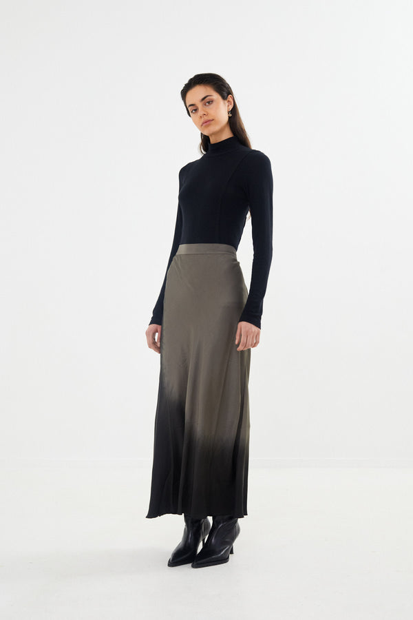 Ellery - Coastal bias slim skirt I Asphalt black