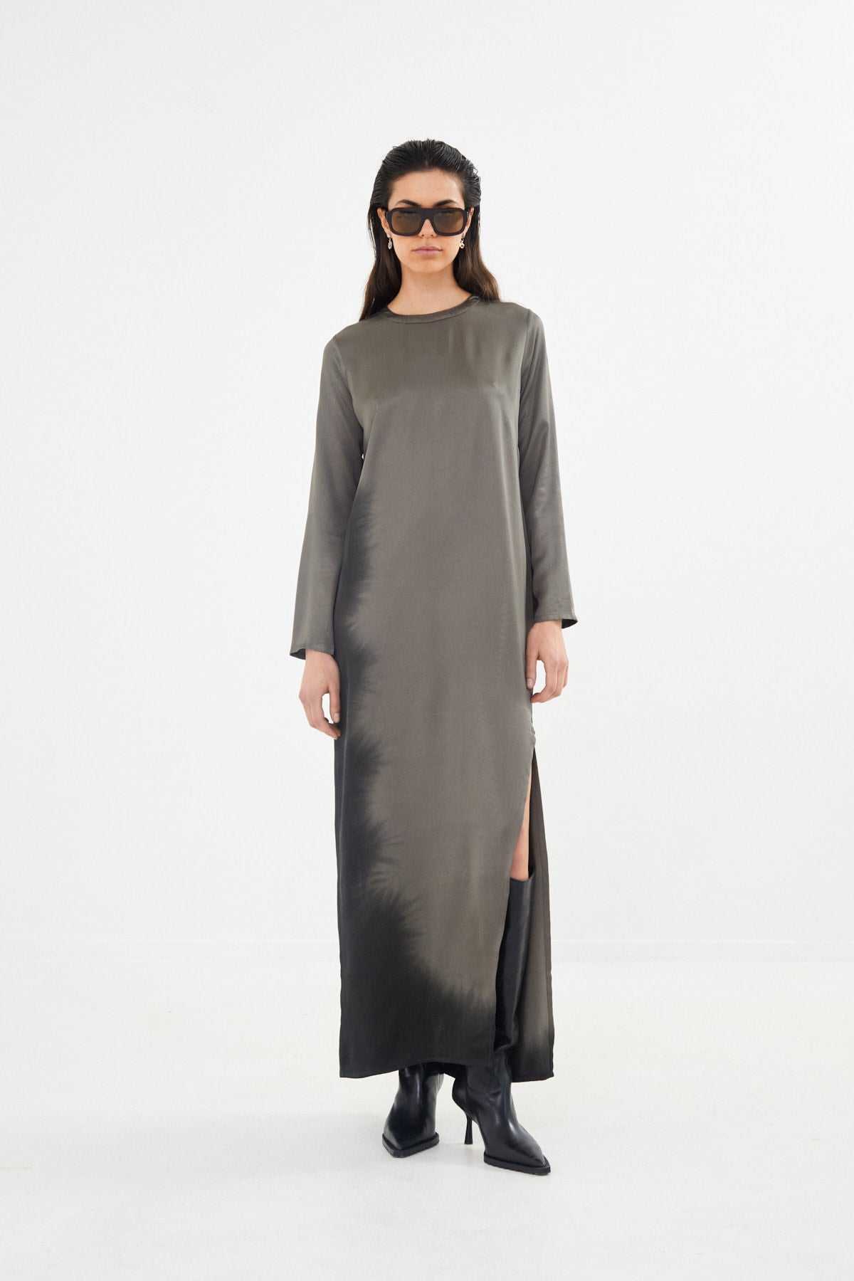 Coastal long tube dress - Lang I Asphalt black