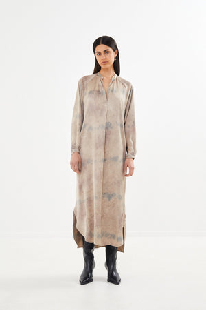 Houda - Mixture shirt dress I Silver combo