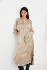 Houda - Mixture shirt dress I Silver combo