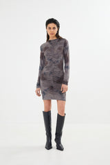 Isi - Mixture gather short dress I Asphalt combo