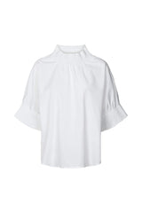 Oona - Poplin shirring blouse I White