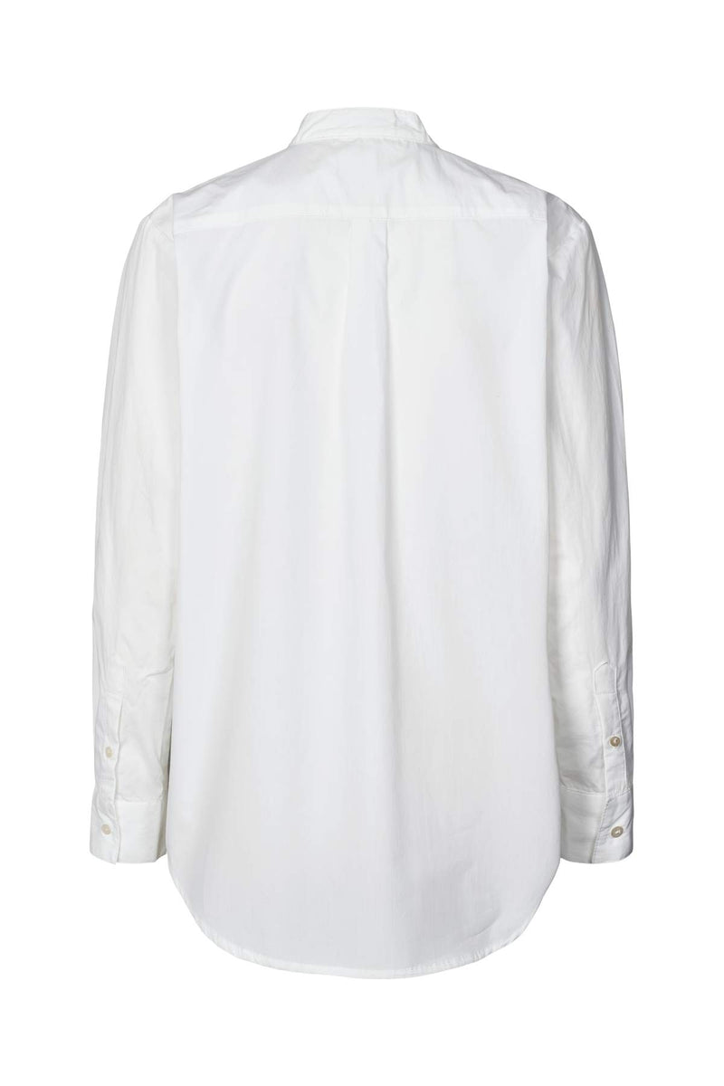 Jori - Poplin grandad shirt I White