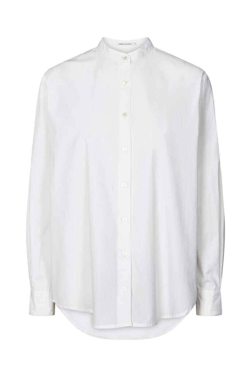 Jori - Poplin grandad shirt I White