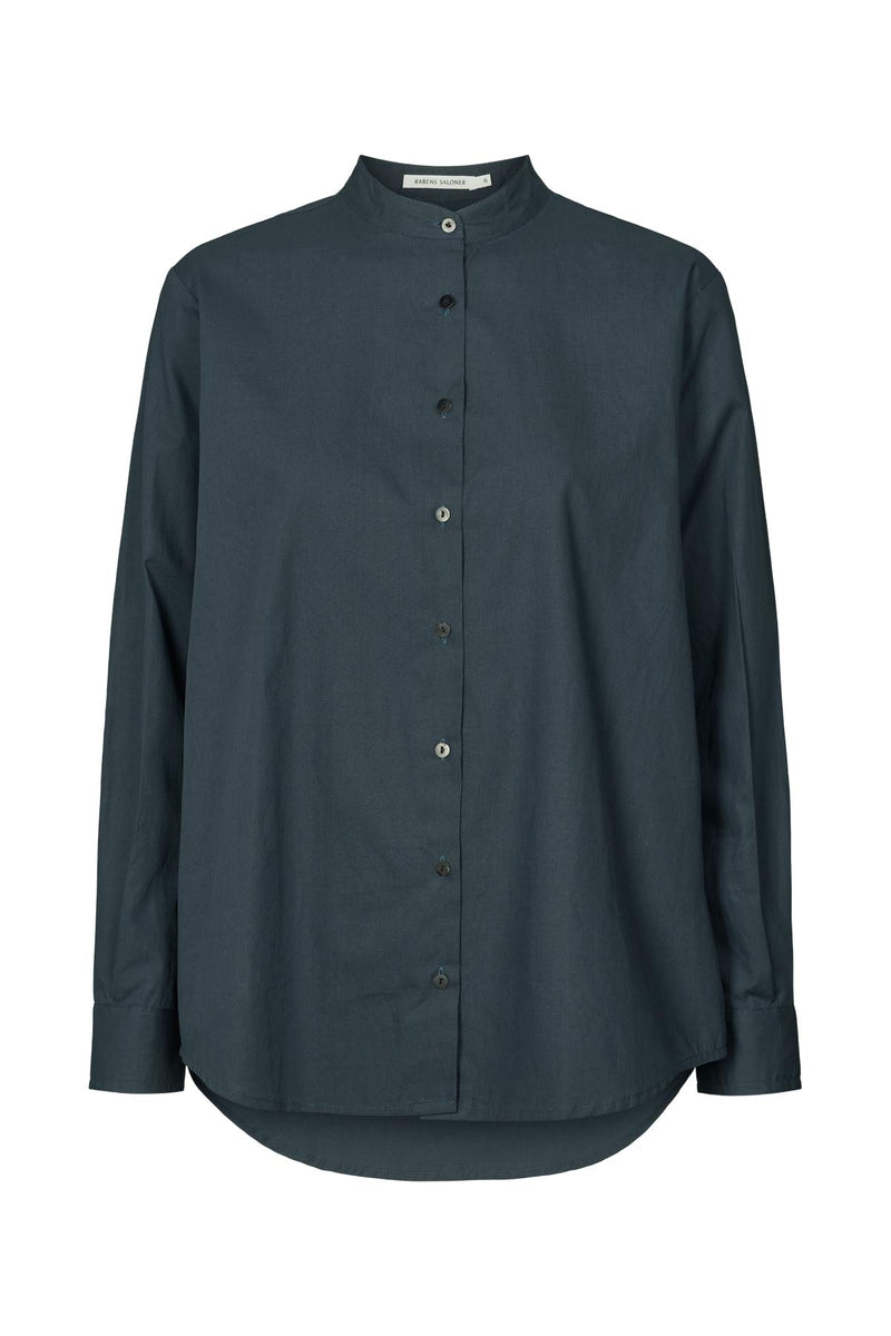 Jori - Poplin grandad shirt I Dark navy