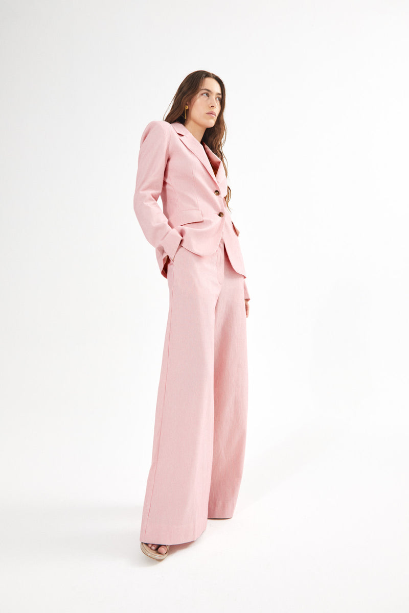 Helda - Striped tailoring jacket I Pink stripe