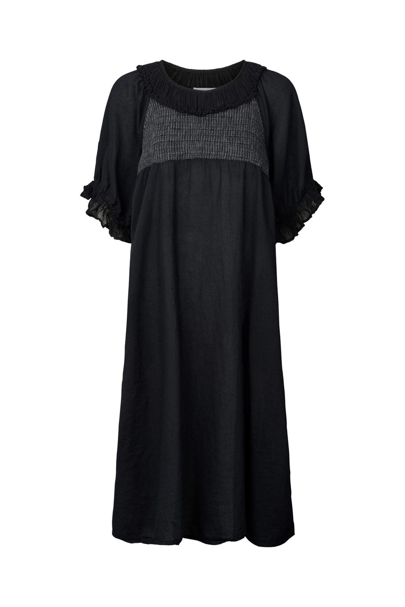 Dortia - Cotton short angel dress I Black