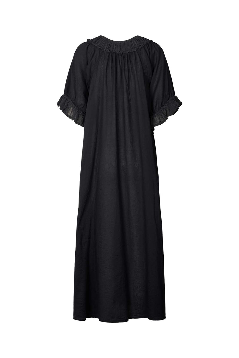 Dorothea - Cotton long angel dress I Black