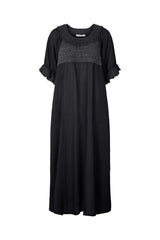 Dorothea - Cotton long angel dress I Black