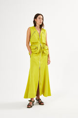 Palina - Techno drape vest I Acid yellow