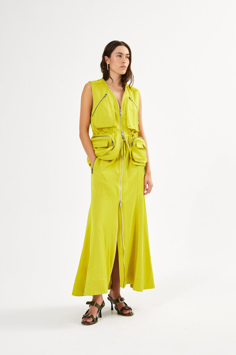 Palina - Techno drape vest I Acid yellow