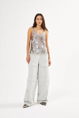 Pammi - Canvas light cargo pants I Grey cloud