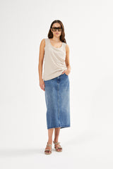 Ramone - Denim fitted skirt I Washed indigo