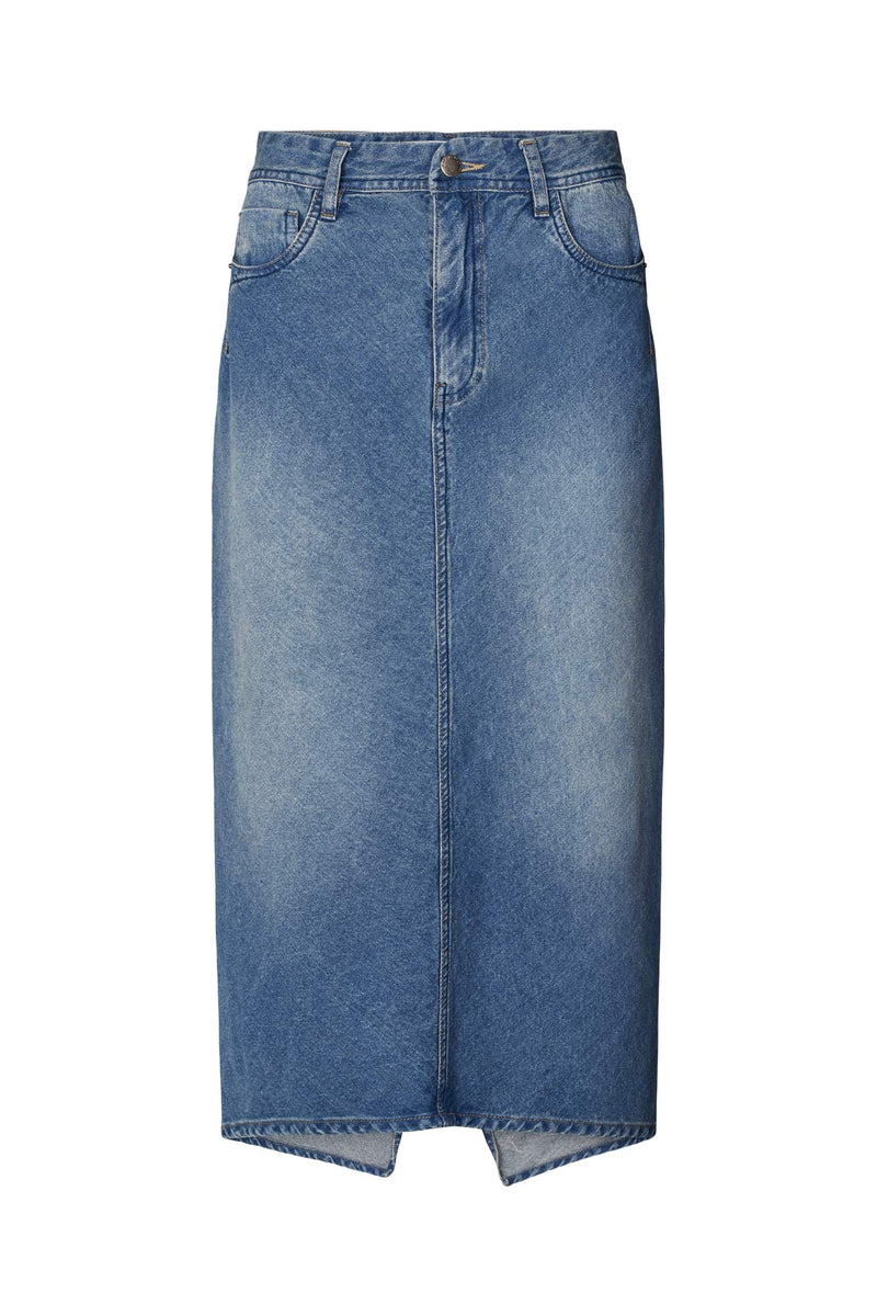 Ramone - Denim fitted skirt I Washed indigo