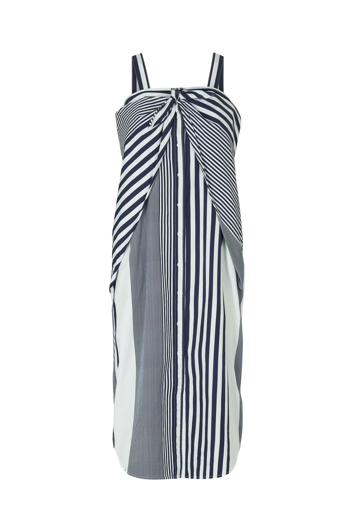 Medley stripe tie front dress - Bondie I Navy stripe