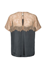 Buggi - Sheer lace t-shirt I Dark shadow combo