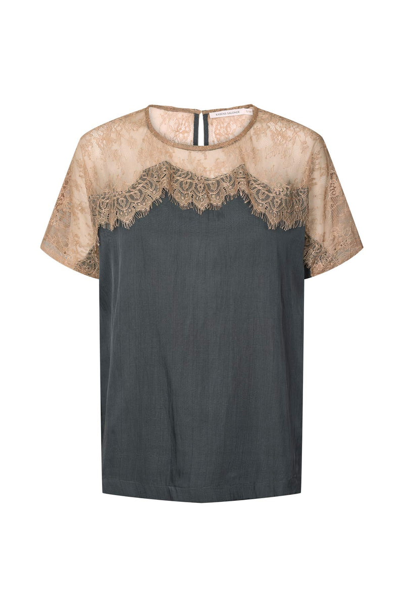 Buggi - Sheer lace t-shirt I Dark shadow combo