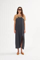 Botilla - Sheer lace t-shirt dress I Tobacco combo