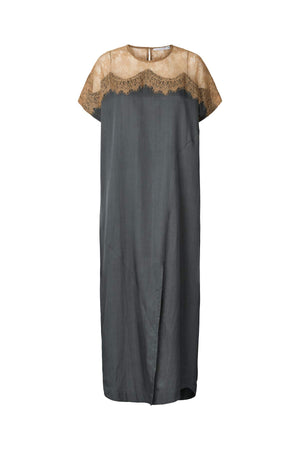 Botilla - Sheer lace t-shirt dress I Dark shadow combo
