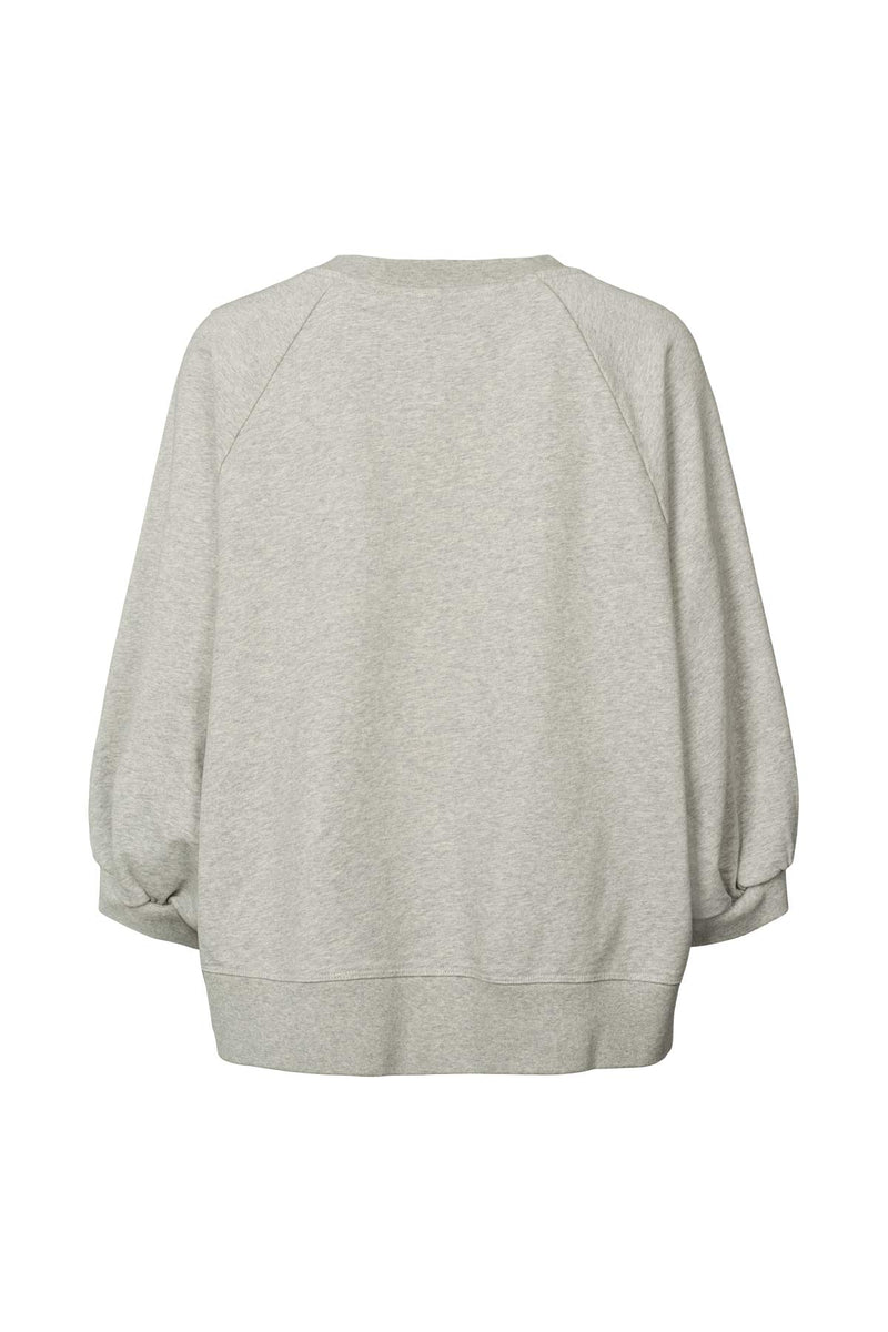 Nona - Sweat raglan 3/4 sleeve top I Grey melange