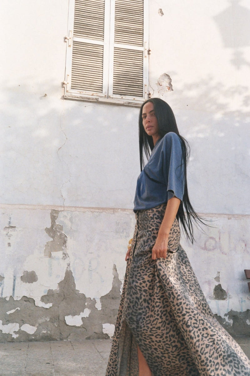 Natja - Leopard print button skirt I Leopard