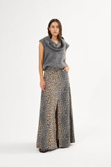 Natja - Leopard print button skirt I Leopard