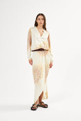 Vera - Cartwheel wrap over dress I Seashell combo