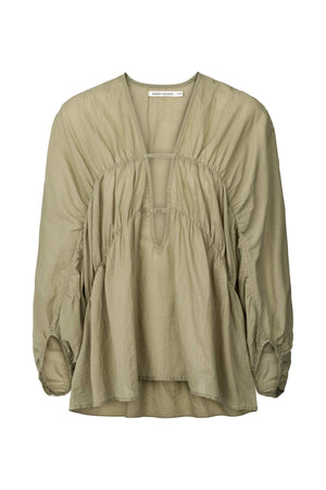 Corrie - Cotton voile deep V-neck top I Khaki