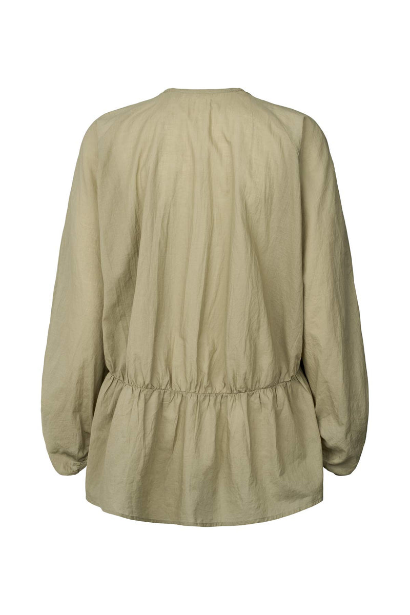 Corrie - Cotton voile deep V-neck top I Khaki