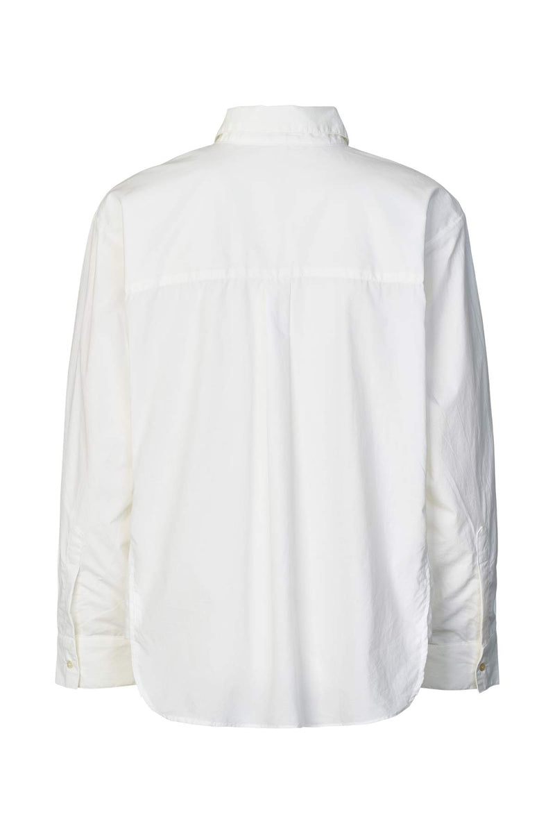 Djana - Poplin side gather shirt I White