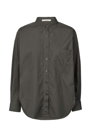 Djana - Poplin side gather shirt I Faded black