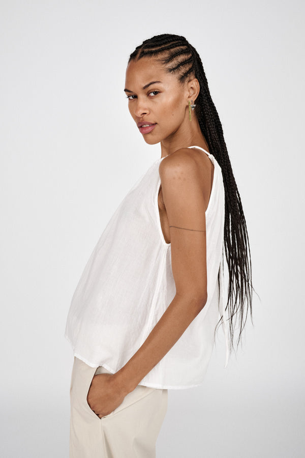 Hoda - Cotton halter top I White