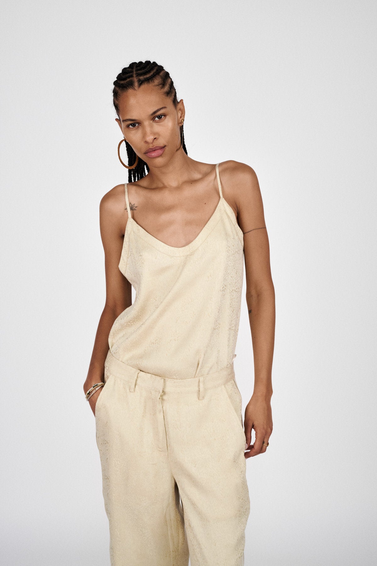 Gurli - Cluster jacquard zip pants I Fiber