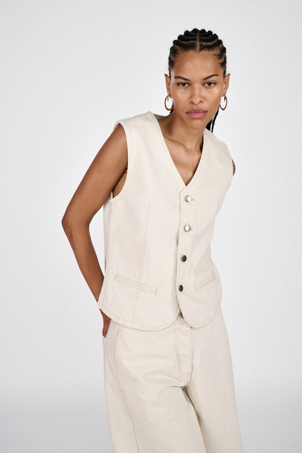 Banu - Denim ecru vest I Ecru