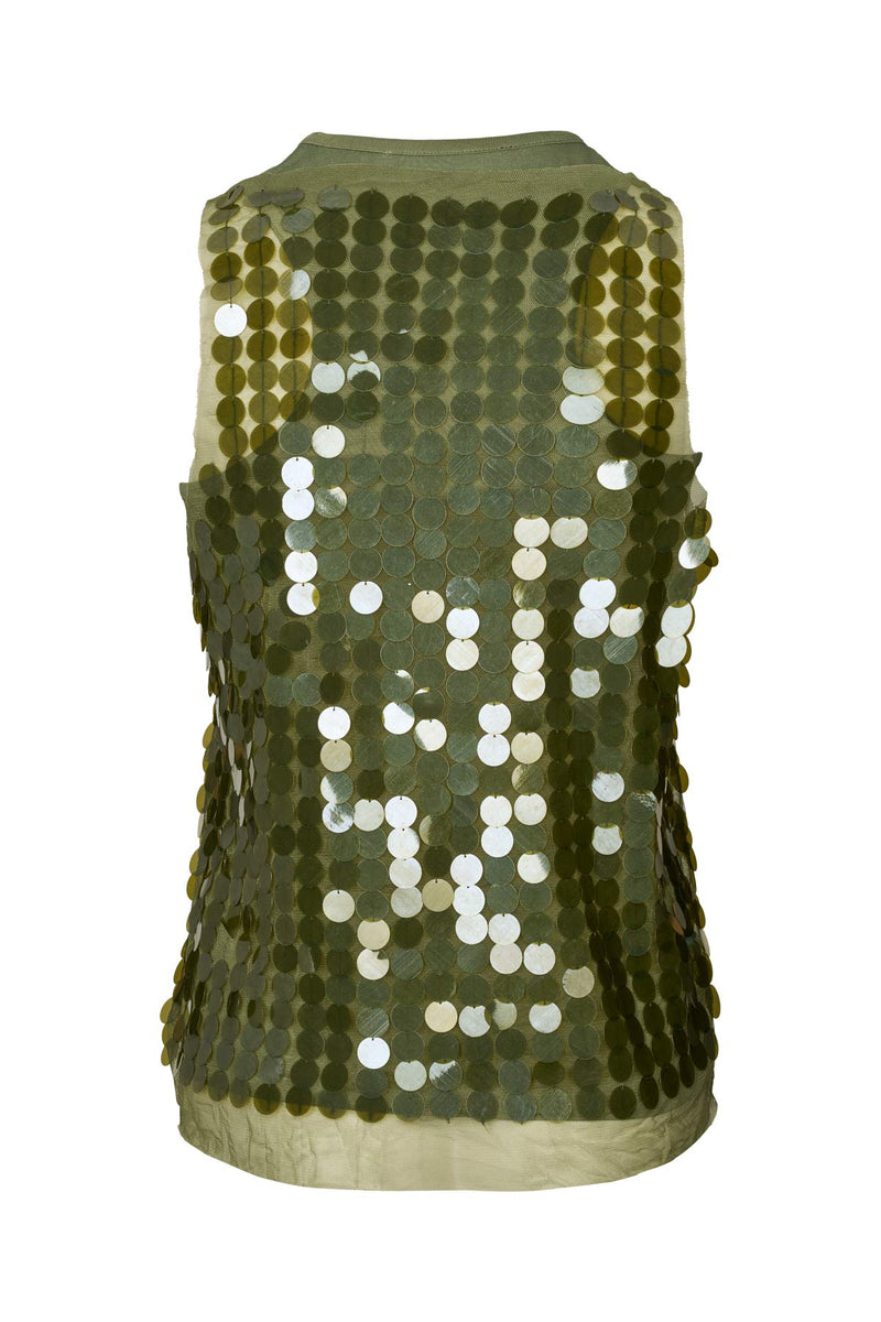 Lilos - Clover sequins tank top I Army Green