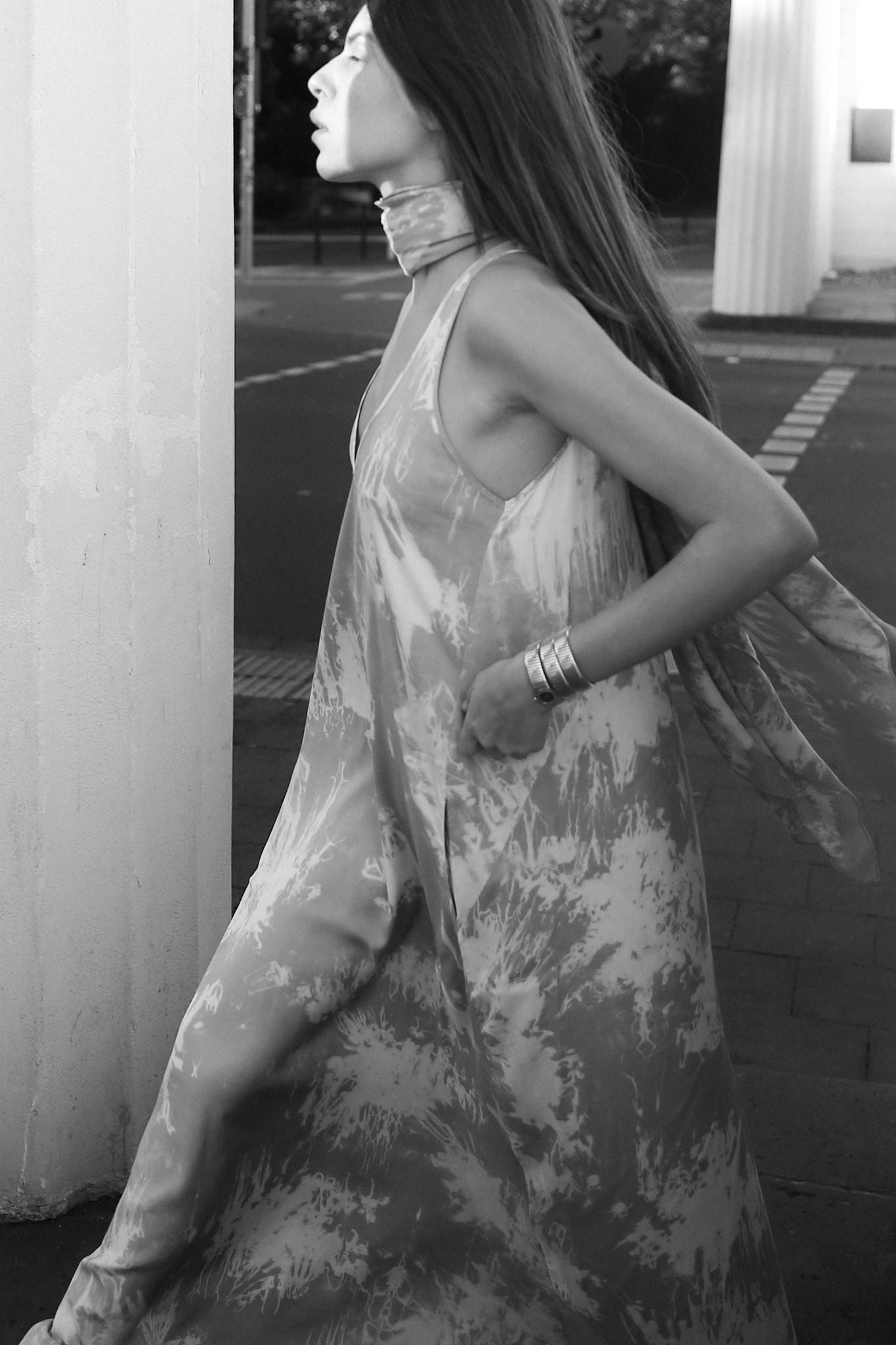 Ian - Misty long dress I Aluminium combo