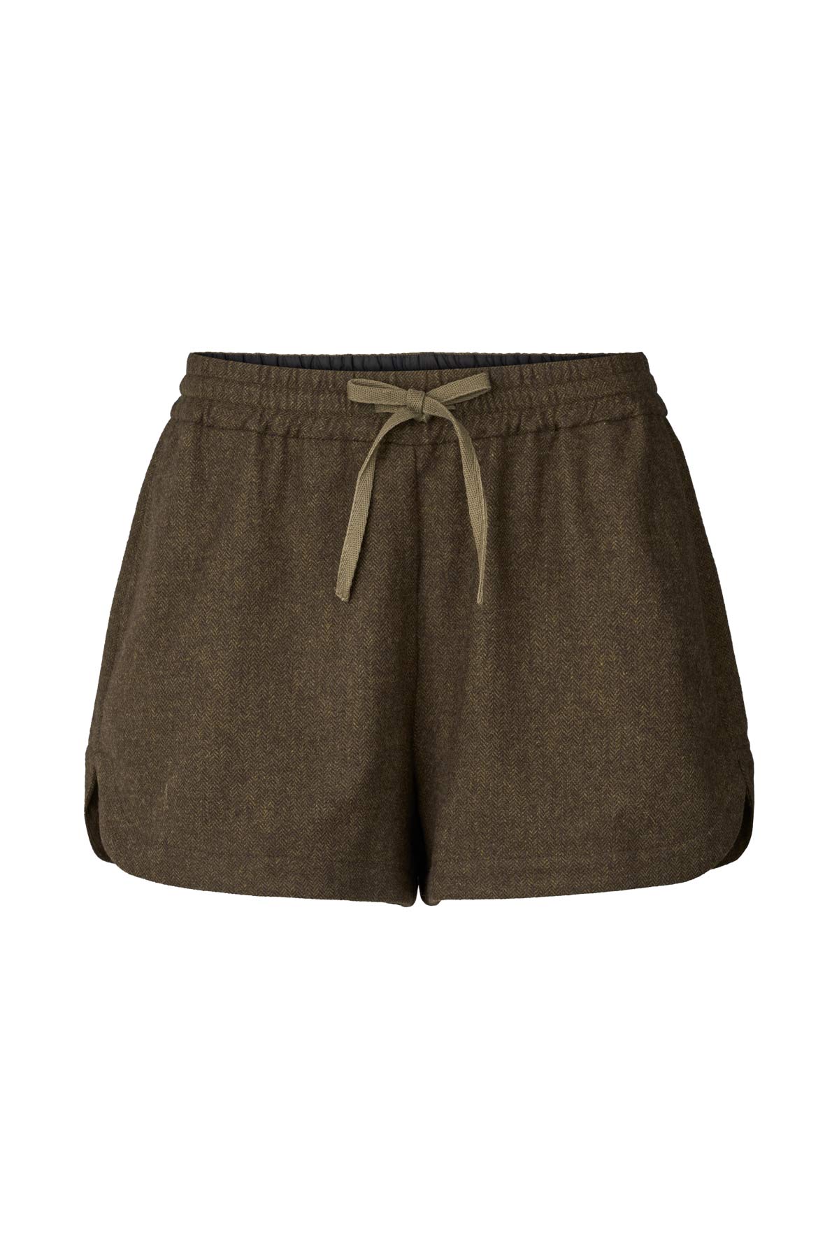 Olu - Mini herringbone shorts I Dark brown