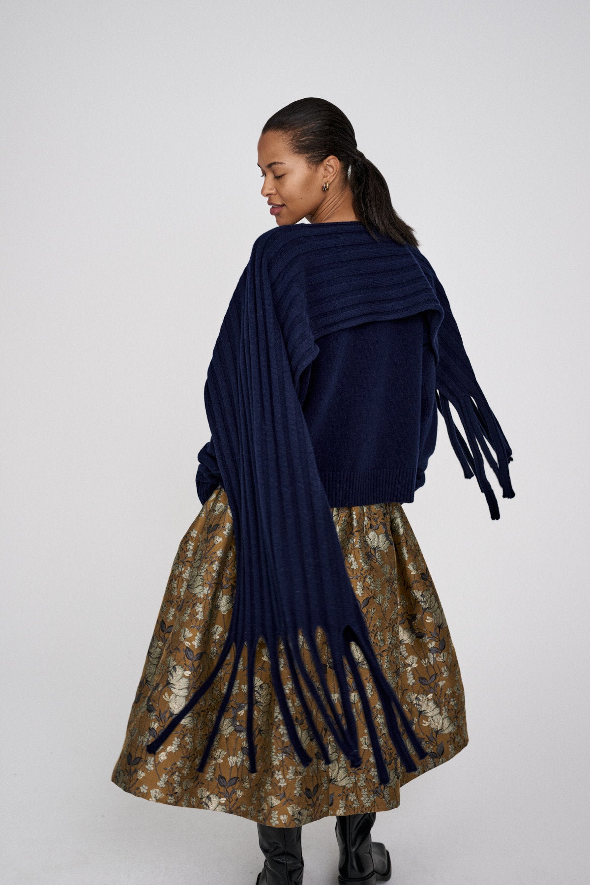 Silke - Ottoman jacquard full skirt I Golden combo
