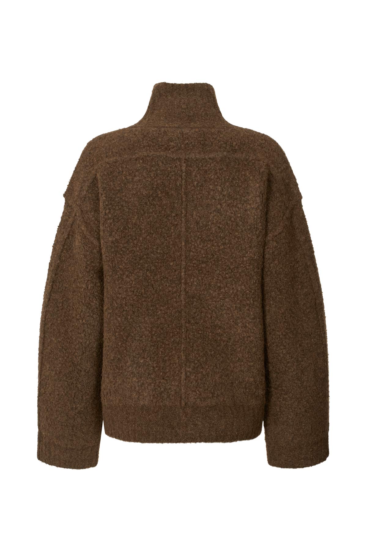 Sigal - Sheep knit high collar jacket I Dark brown