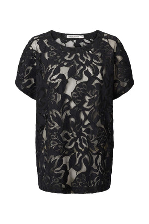 Enia - Orchid lace oversize t-shirt I Black