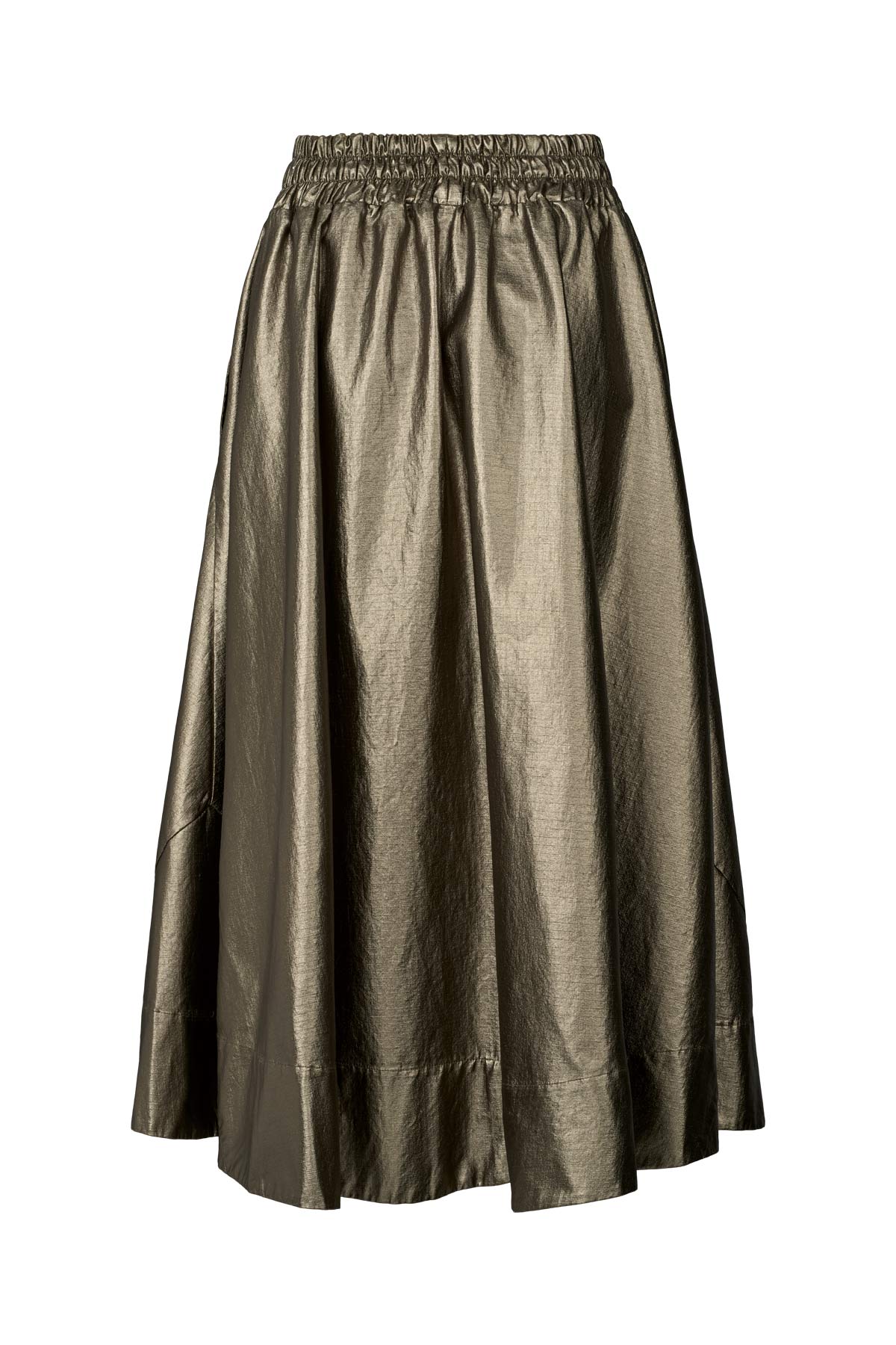 Ottavia - Foiled ripstop full skirt I Metallic olive
